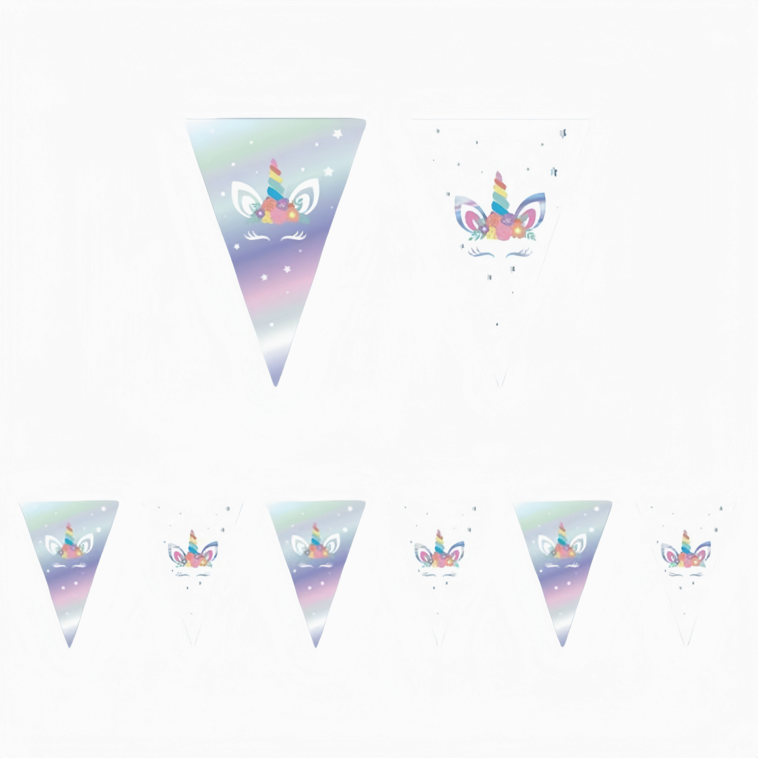 3 metri Lunghezza Bandiera Striscia Ghirlanda triangolare Unicorno 19*28cm