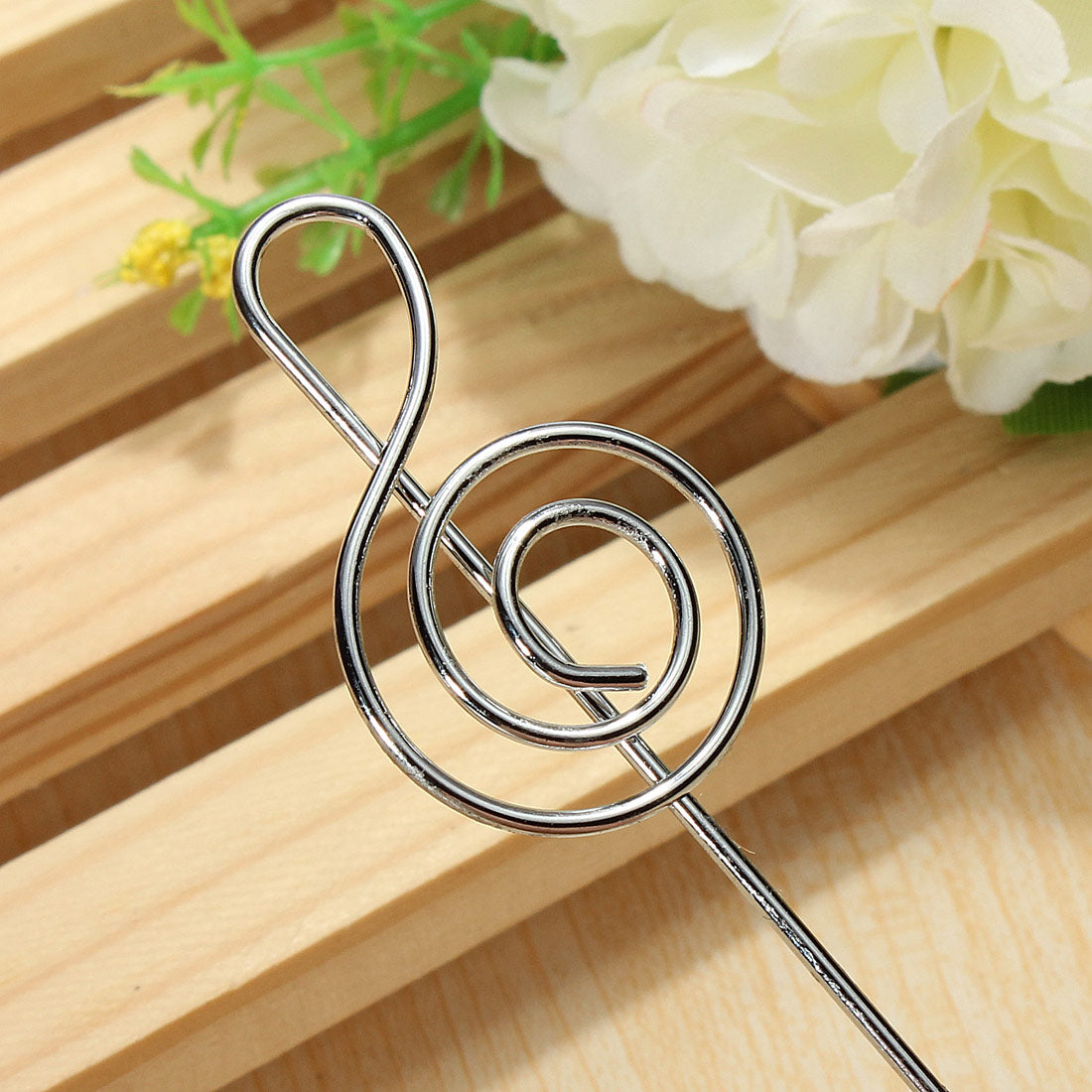 10 pezzi Pinze Pinzette in metallo Forma Chiave di Violino Portafoto Supporto MEMO