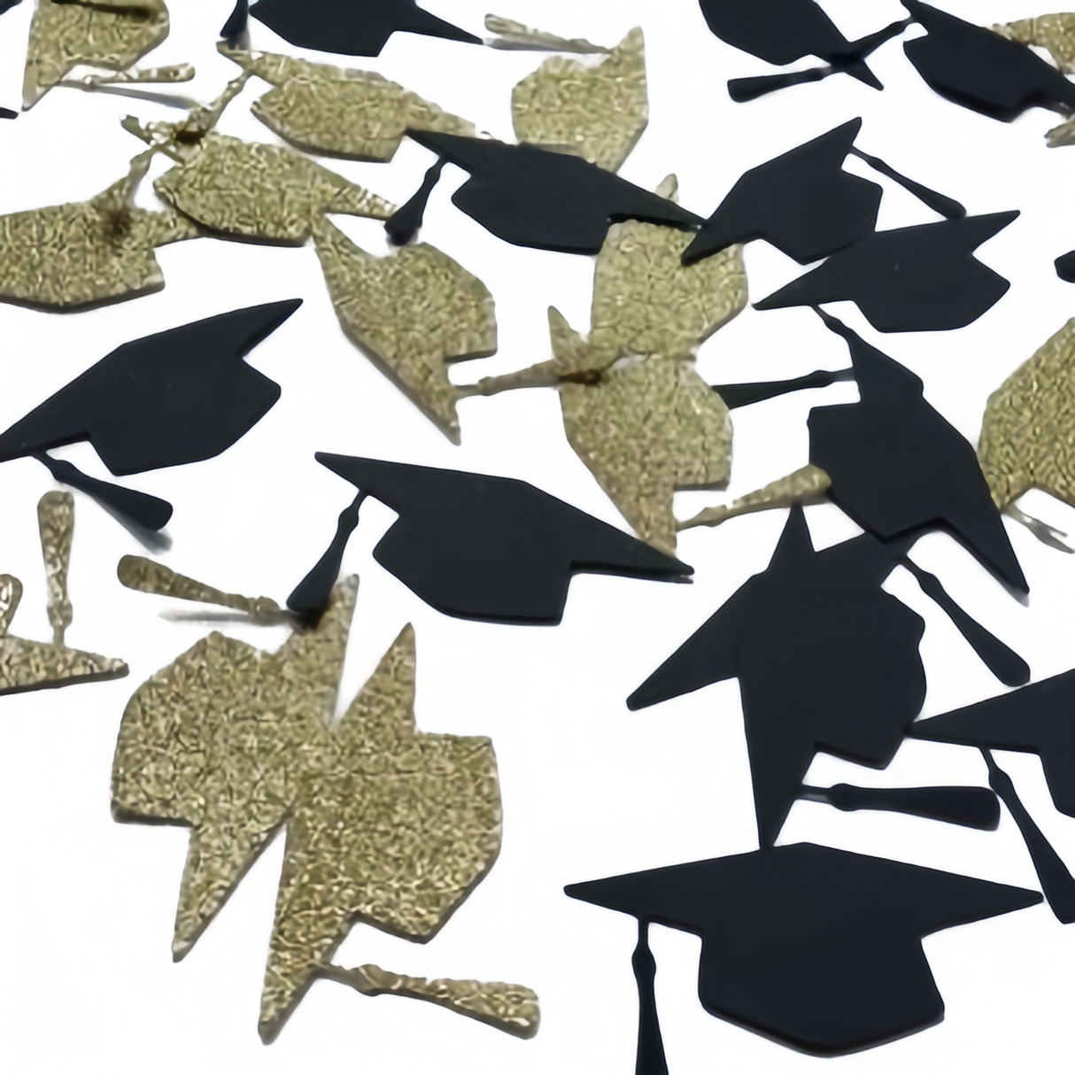 Coriandoli Decorativi per Festa di Laurea berretto, 100 Pezzi, Oro Glitter e nero