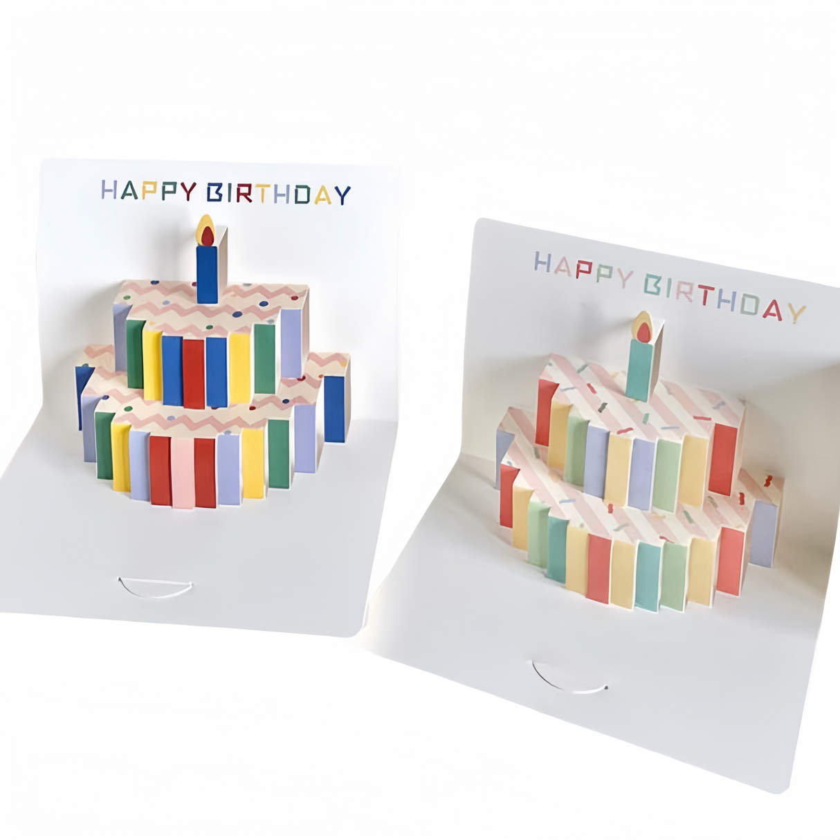 Biglietto di auguri compleanno pop-up 3D con la torta Bianco simpatico