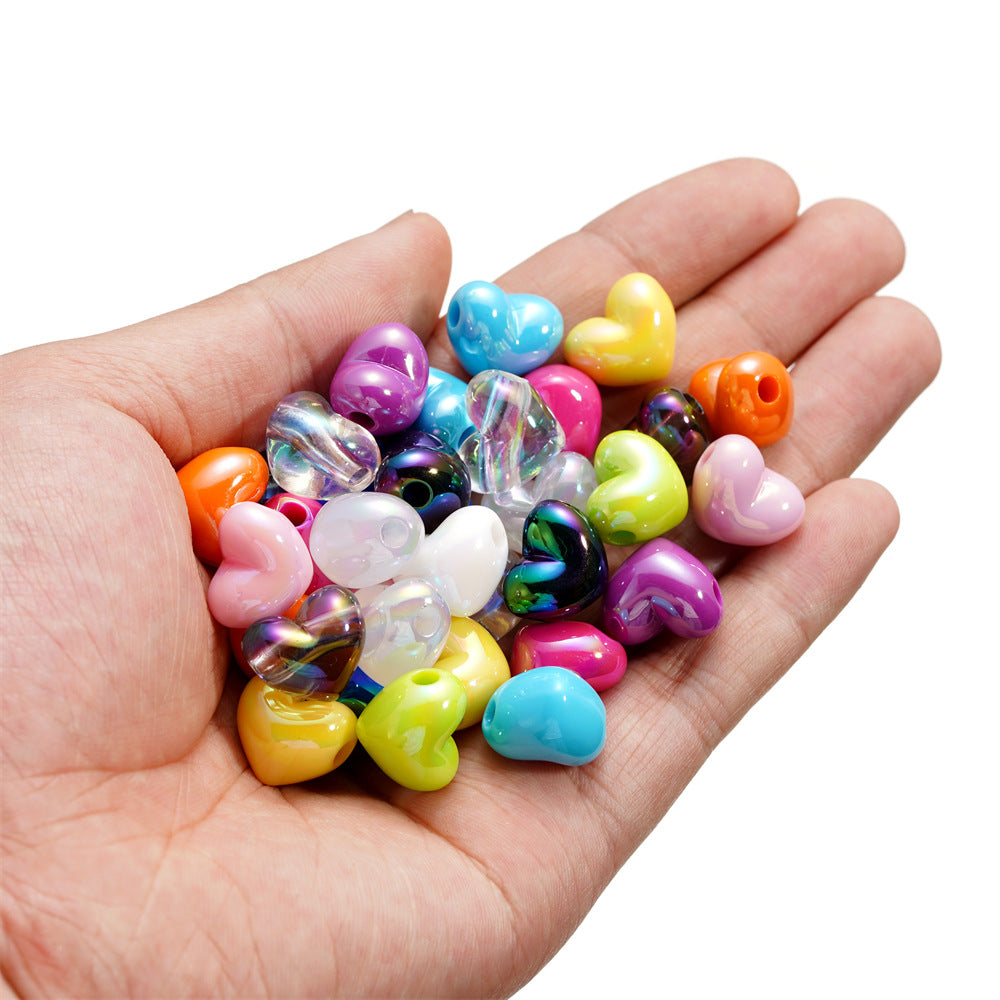 20 PERLINE CUORE ACRILICO 13MM LUCCIDO Fai da Te Braccialetti, Collane, Bigiotteria