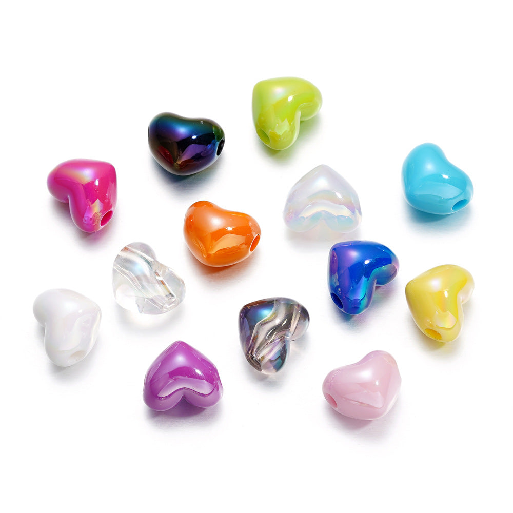 20 PERLINE CUORE ACRILICO 13MM LUCCIDO Fai da Te Braccialetti, Collane, Bigiotteria
