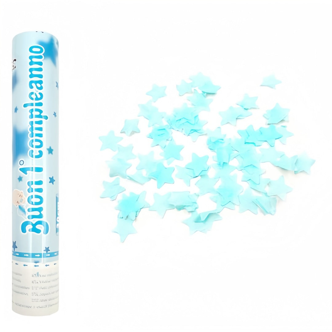 30CM Spara Coriandoli di Buon 1 compleanno a forma di cuore rosa e celeste