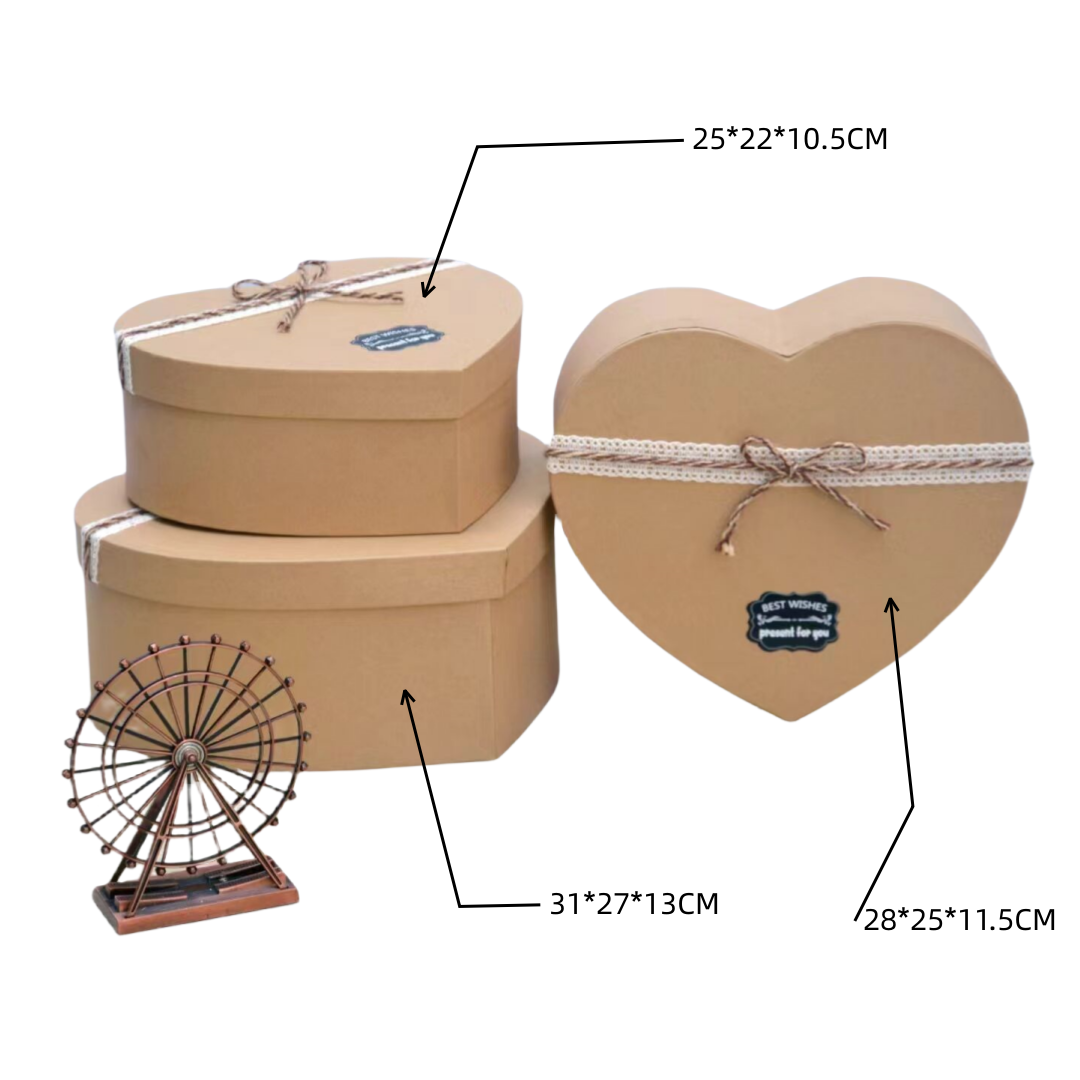 Set di 3 Scatole Regalo con Coperchio in Cartone, 31 * 27 * 13cm+ 28 * 25 * 11.5cm + 25 * 22 * 10.50cm