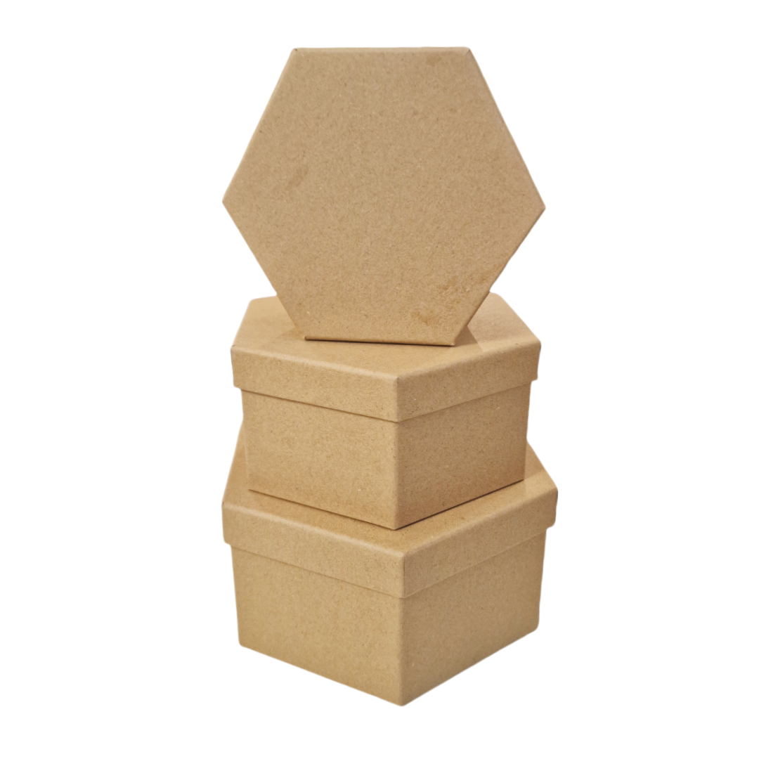 Set di 3 Scatole Regalo con Coperchio in Cartone, Misura 22 * 19 * 10cm + 19 * 16.5 * 8.5cm + 16 * 14 * 7 cm