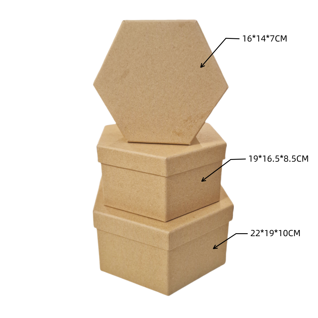Set di 3 Scatole Regalo con Coperchio in Cartone, Misura 22 * 19 * 10cm + 19 * 16.5 * 8.5cm + 16 * 14 * 7 cm