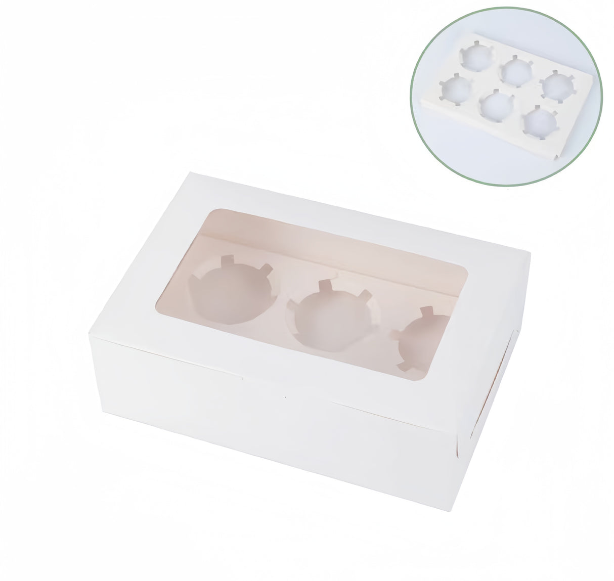 10 pezzi Scatole per Muffin Cupcake con i fondi fori Finestra Vetrina Trasparente dolce torta