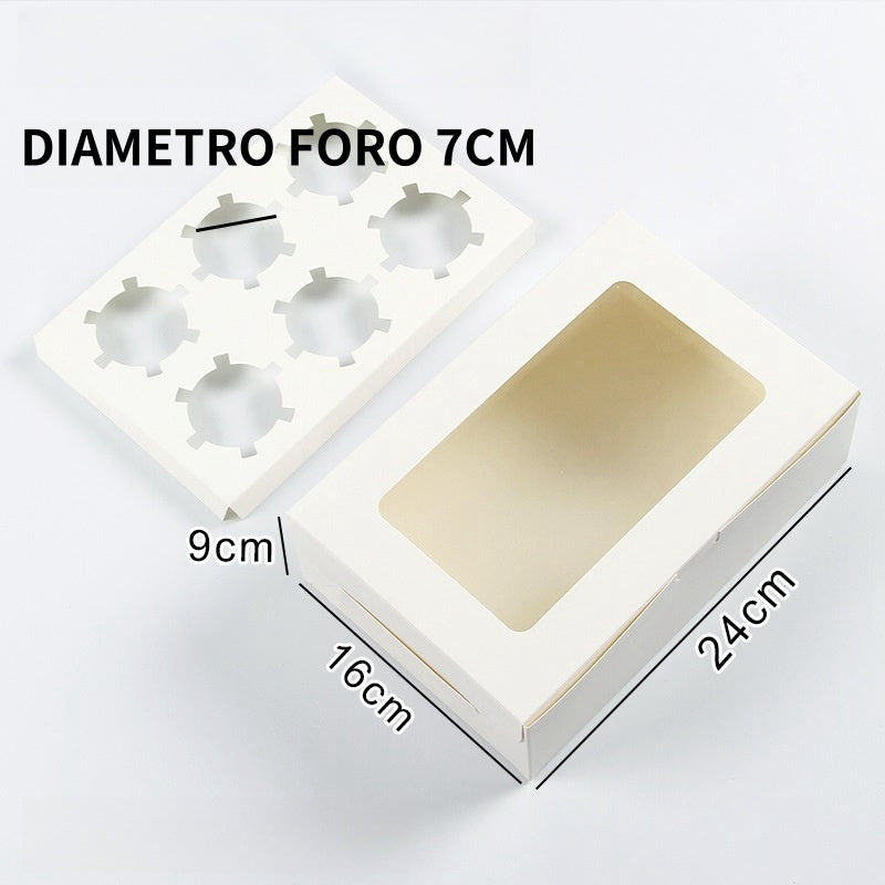 10 pezzi Scatole per Muffin Cupcake con i fondi fori Finestra Vetrina Trasparente dolce torta