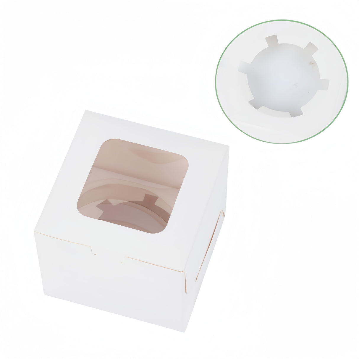 10 pezzi Scatole per Muffin Cupcake con i fondi fori Finestra Vetrina Trasparente dolce torta