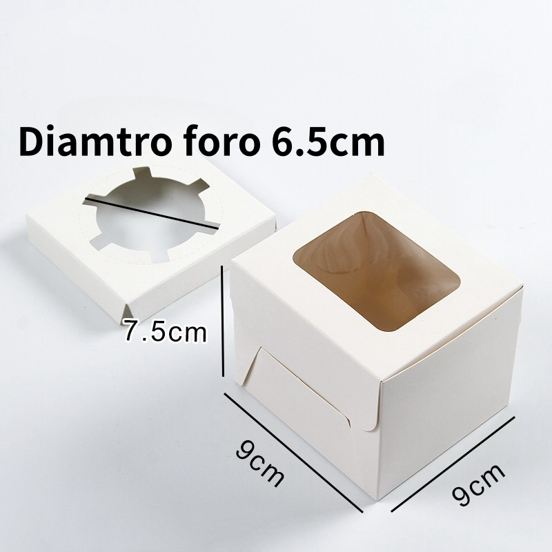 10 pezzi Scatole per Muffin Cupcake con i fondi fori Finestra Vetrina Trasparente dolce torta
