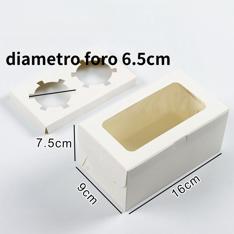 10 pezzi Scatole per Muffin Cupcake con i fondi fori Finestra Vetrina Trasparente dolce torta