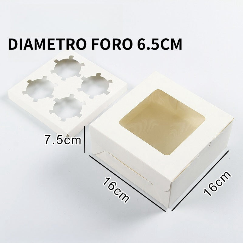 10 pezzi Scatole per Muffin Cupcake con i fondi fori Finestra Vetrina Trasparente dolce torta