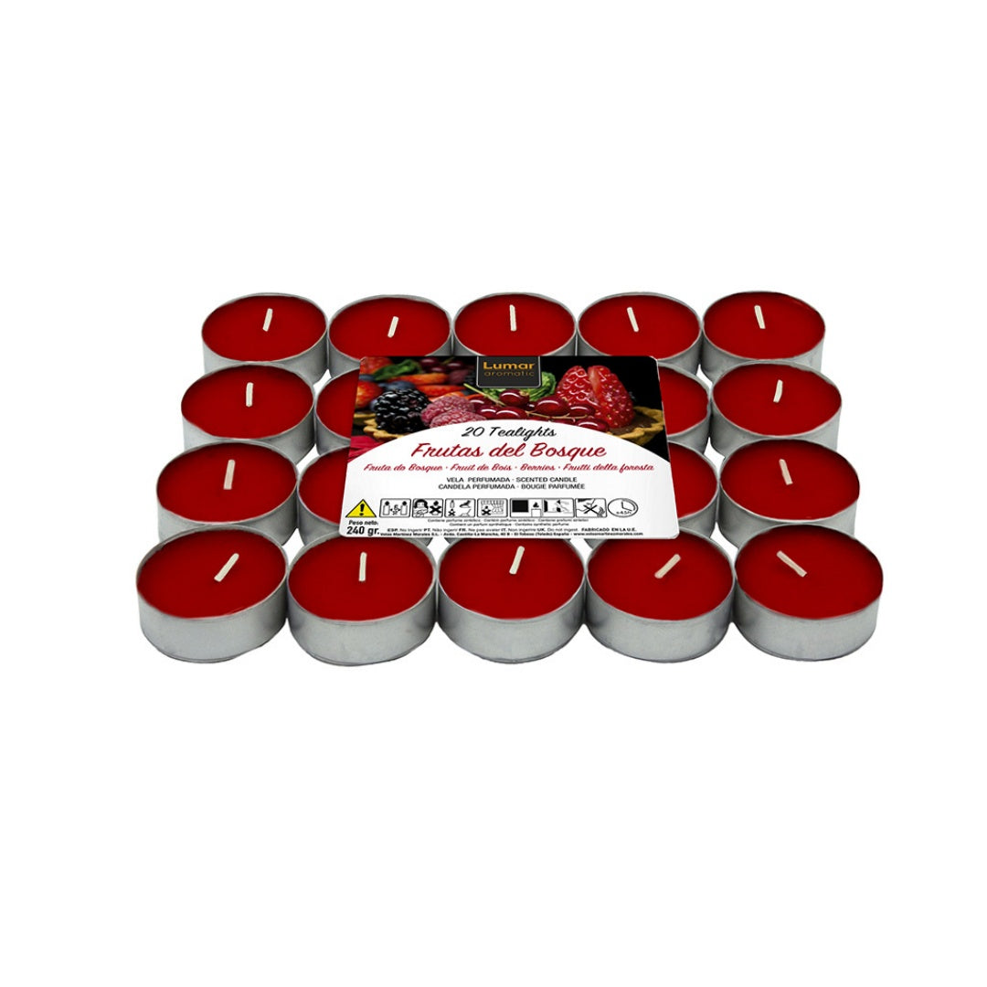 Confezione da 20 tealights Frutti di Bosco Candele Profumate