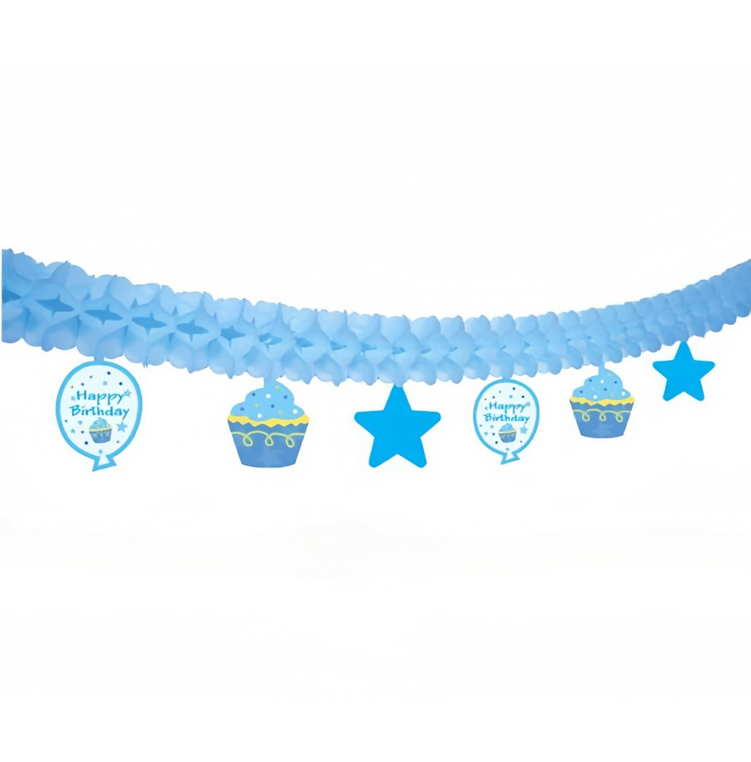 3 metri Ghirlanda Striscia Decorativo Azzurro con Slittamento happy birthday carta