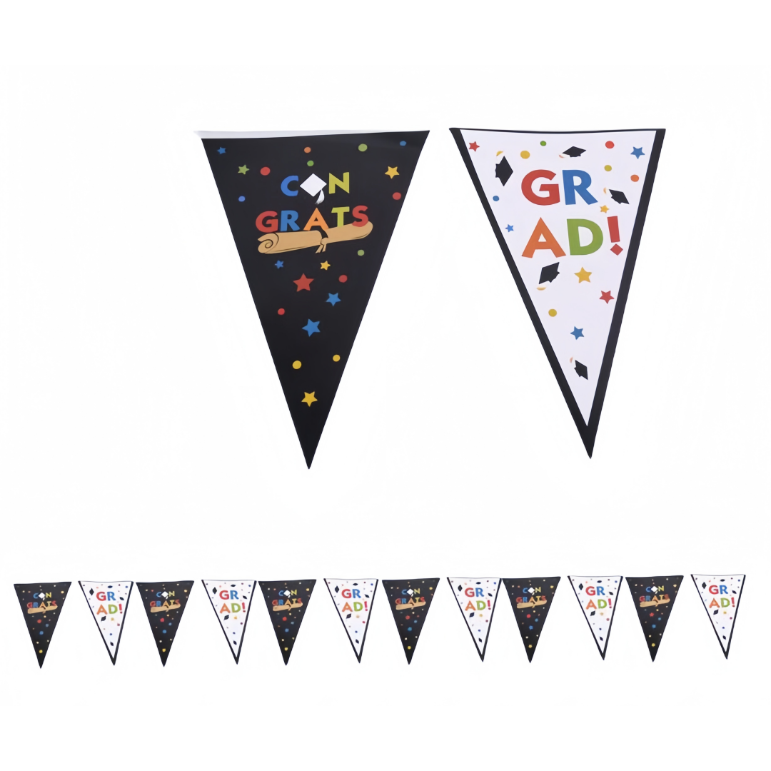 4 metri Lunghezza Bandiera triangolare Grad 18.3cm*13.8cm Per Laurea