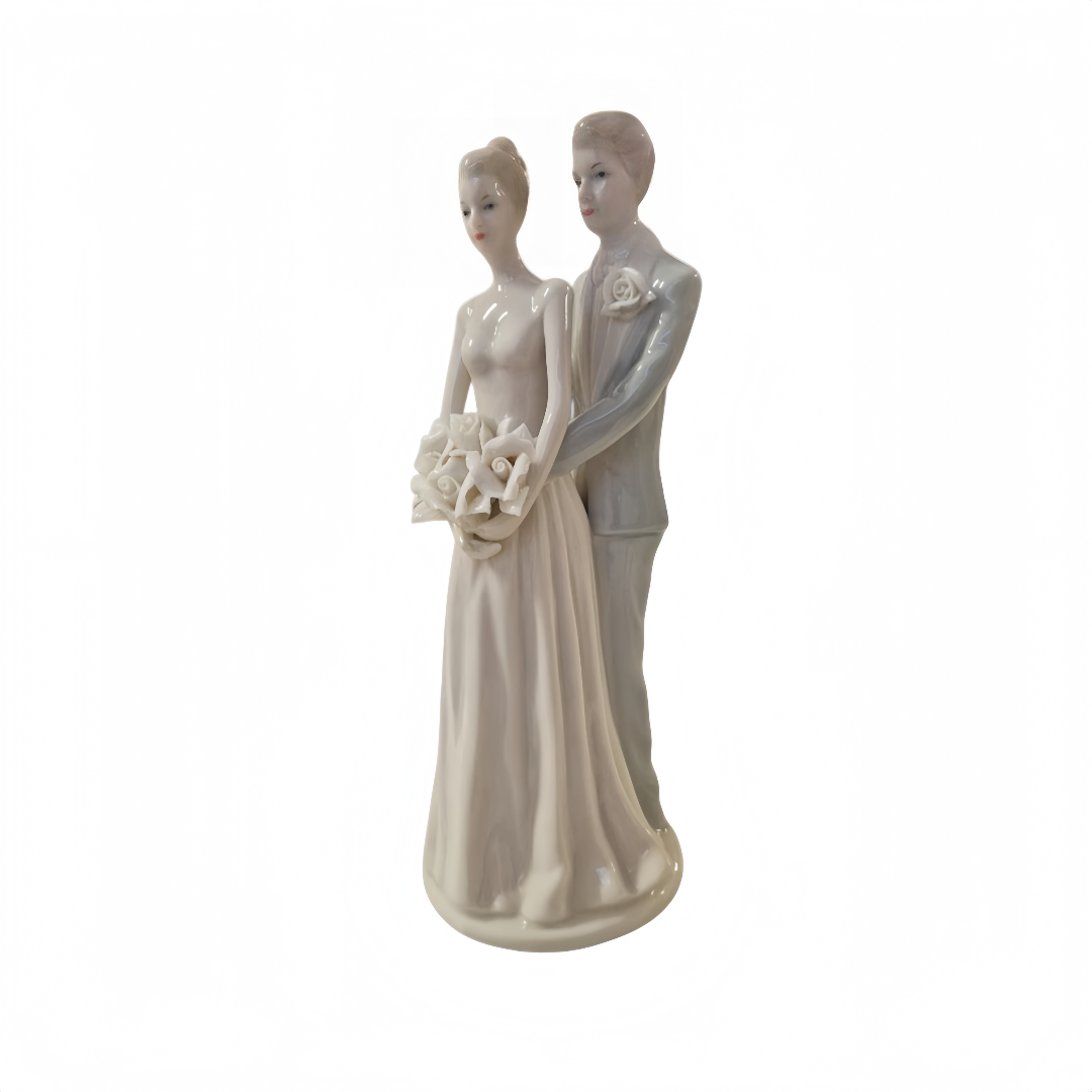 Statuina Ceramica Sposo e Sposa Romantica per Decorazione Torta Nuziale Ornamento Sposi per Cerimonia