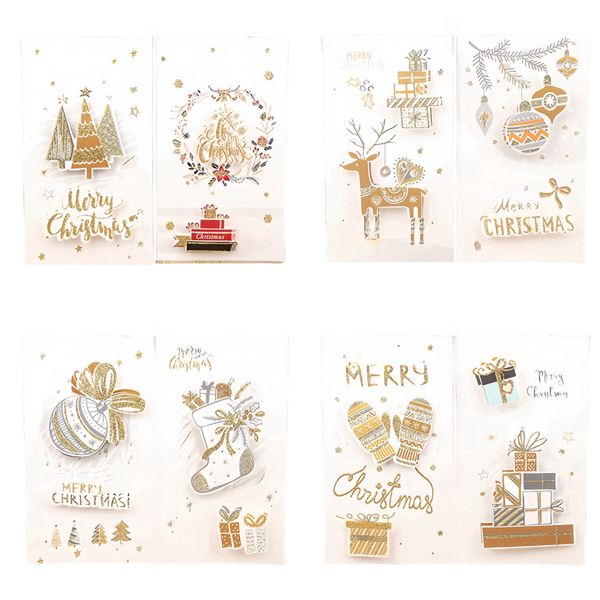 8 Pezzi, Biglietti di Auguri di Natale Piegati con Buste - 8 Motivi, 12 * 21.5 cm - Auguri Natalizi per Familiari, Amici, Colleghi