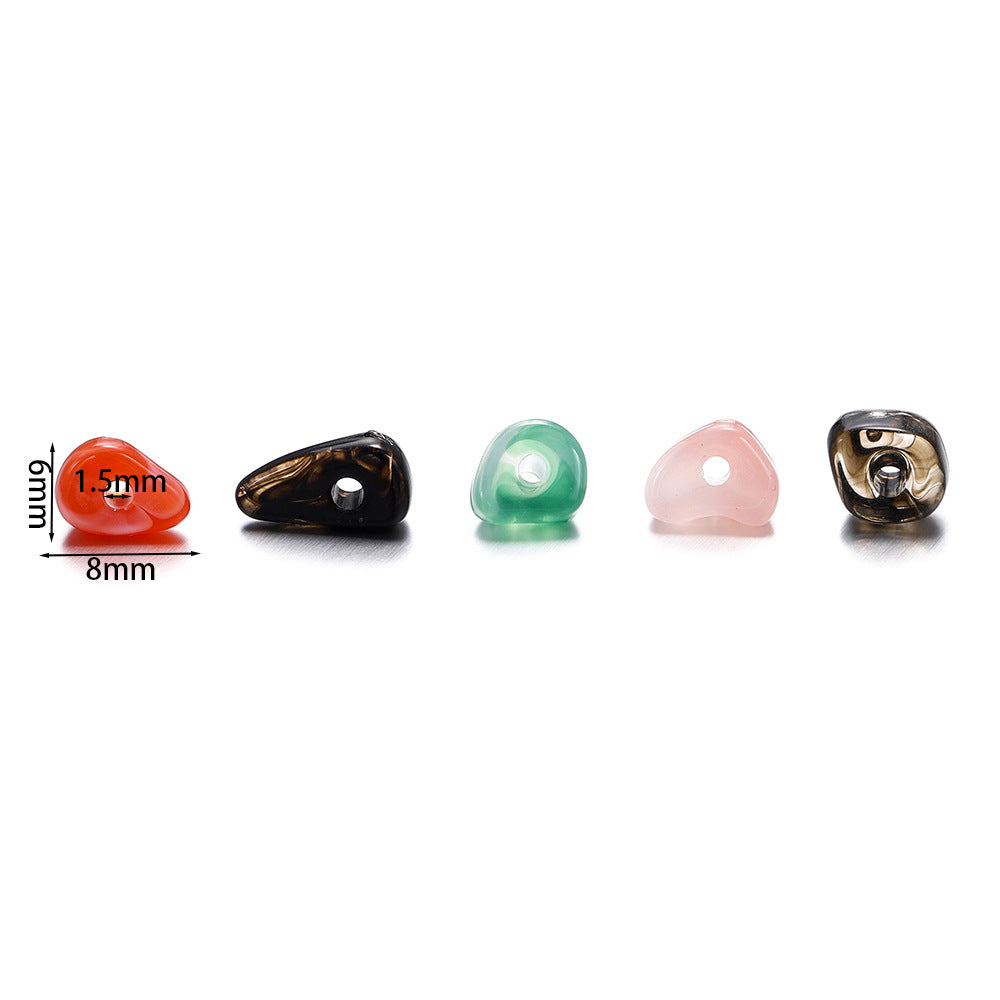 50 PEZZI PERLE ACRILICHE FORMA PIETRA VARI FORME 6*8MM, BUCO 1.5MM