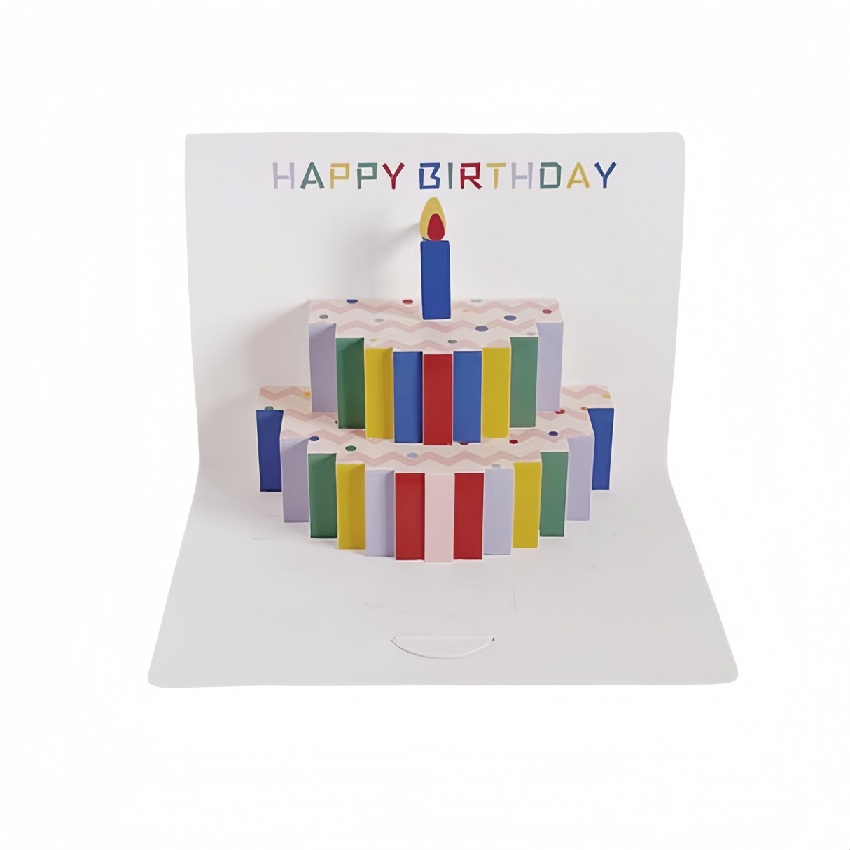 Biglietto di auguri compleanno pop-up 3D con la torta Bianco simpatico