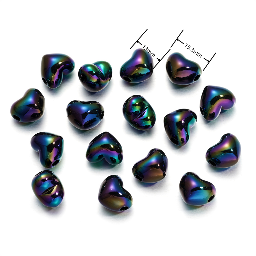 20 PERLINE CUORE ACRILICO 13MM LUCCIDO Fai da Te Braccialetti, Collane, Bigiotteria