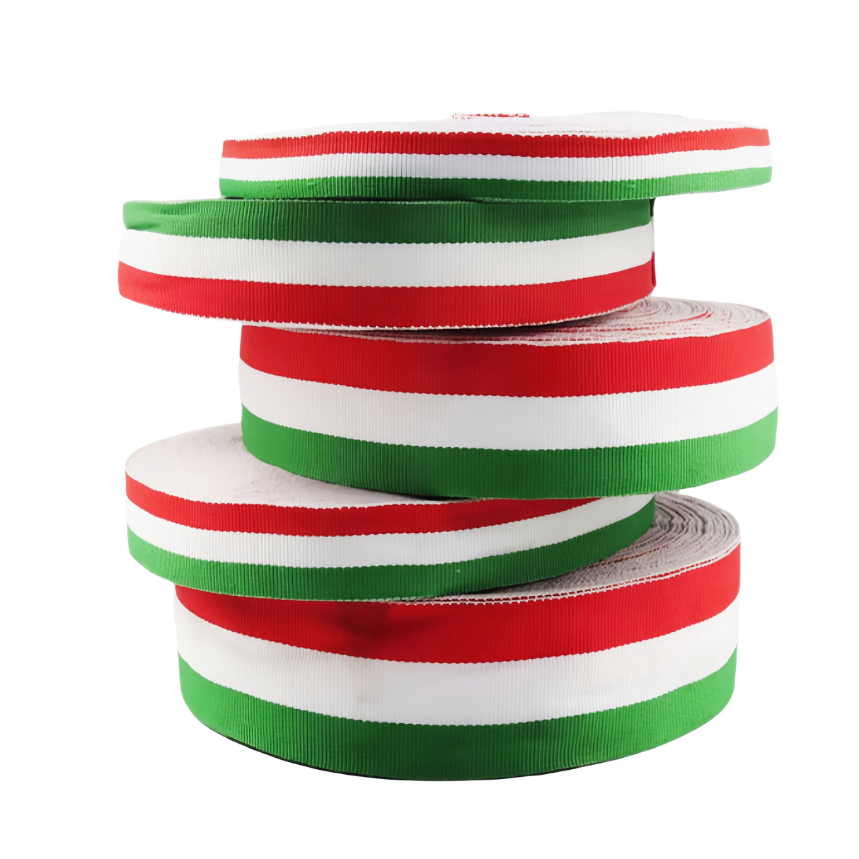 50 Metri Nastro Tricolore in Poliestere, Verde, Bianco e Rosso Larghezza