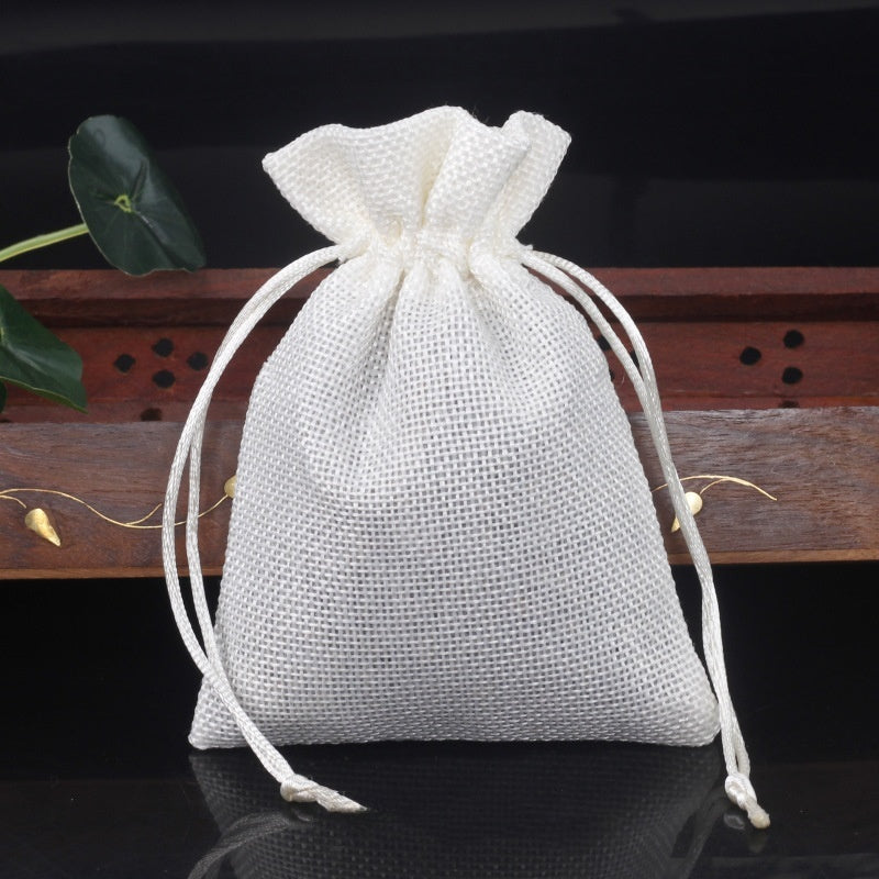 Set DI 12 PEZZI SACCHETTI IUTA BIANCHI NATURALE IN LINO 10*15cm