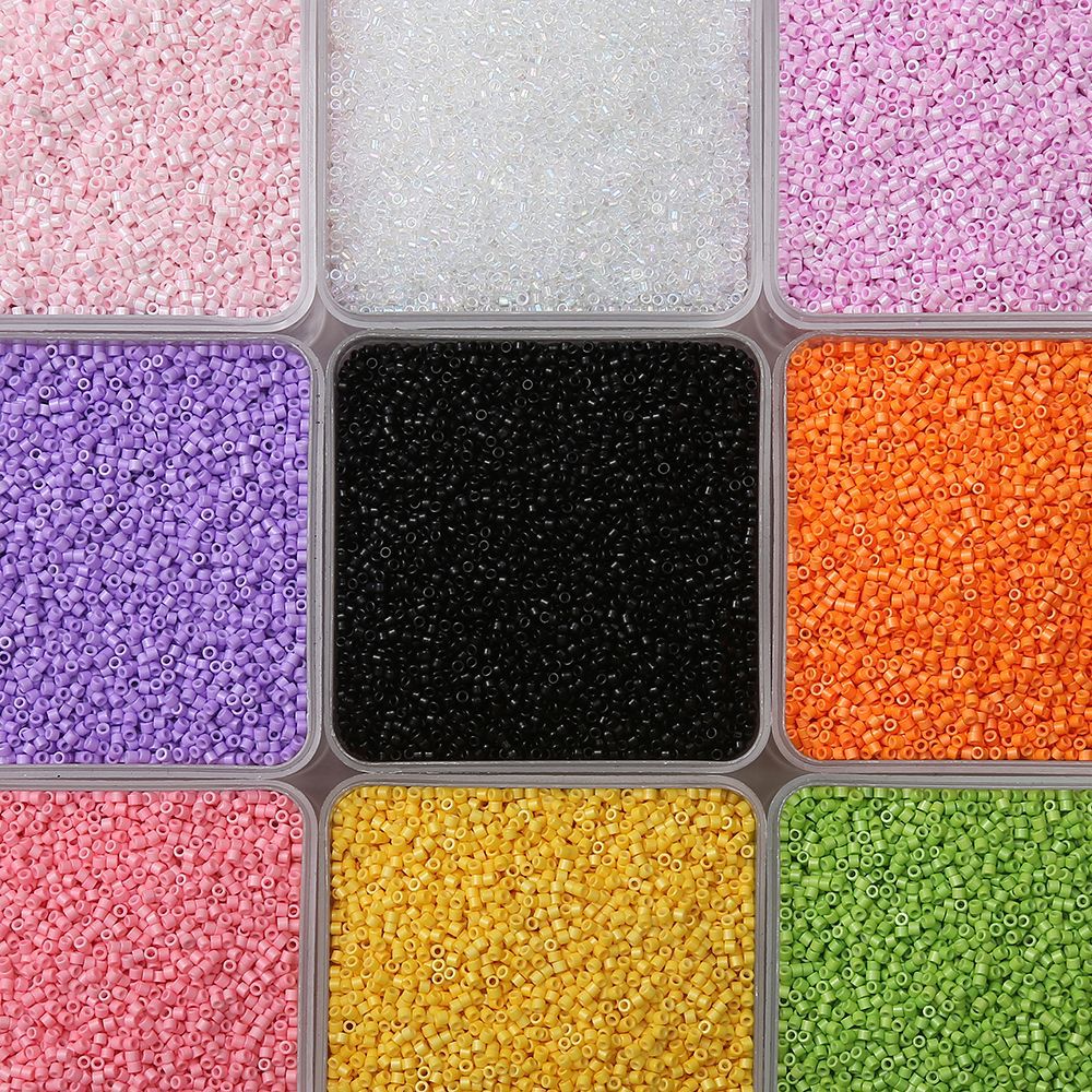 20g/1350 pezzi Perline Vetro 2mm Colorate Tubo per Fai da Te Braccialetti, Collane, Bigiotteria