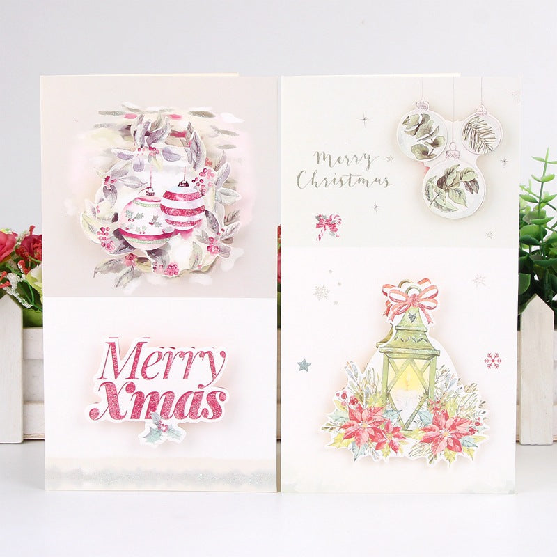 8 Pezzi, Biglietti di Auguri di Natale Piegati con Buste - 8 Motivi, 12 * 21.5 cm - Auguri Natalizi per Familiari, Amici, Colleghi