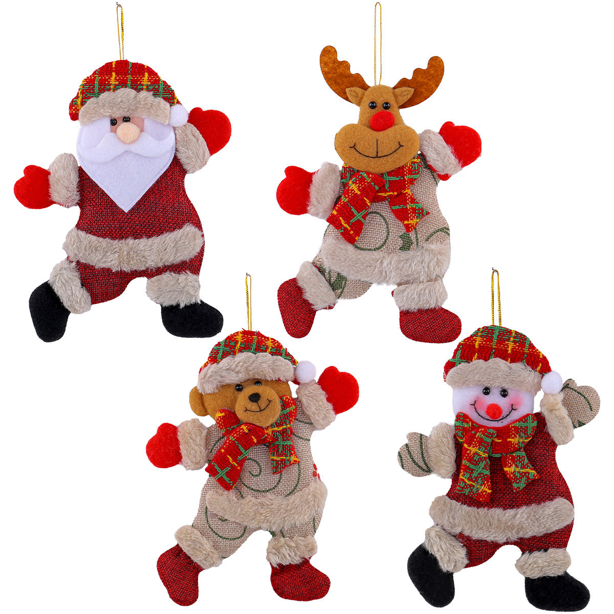 4 pezzi Decorazioni da Appendere per Natale Babbo Natale pupazzo di neve Renna natale orso Parete Finestra albero