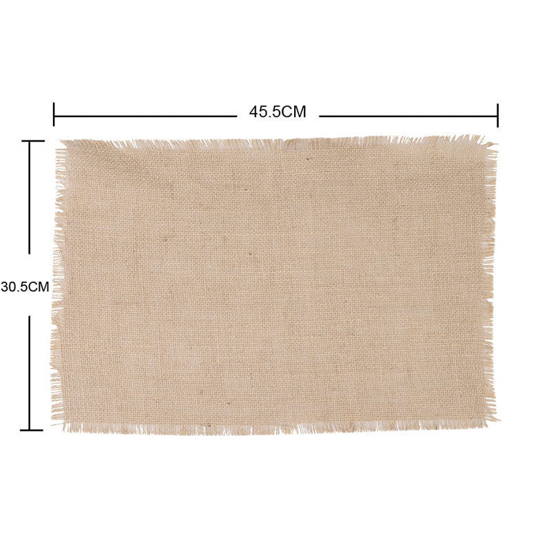 Set 6 Tovagliette Americane in Juta Naturale con Frange, 45x30 cm, Tema Naturale, Stile Rustico