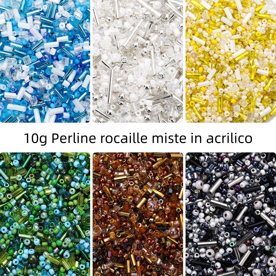 10g Perline di vetro miste rotonde e cilindriche – colori assortiti, alta qualità per gioielli fai da te