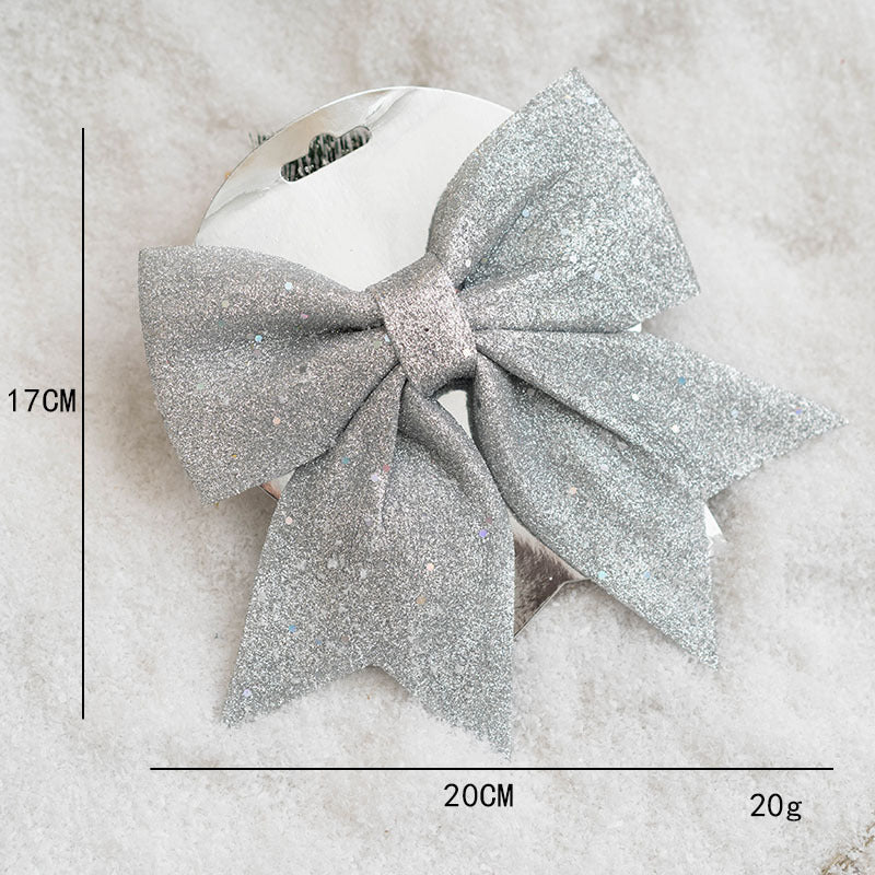 Fiocchi Natalizi Decorativi Glitterati – Set da 5 Pezzi, 3 Colori Assortiti, 20×17 cm, Decorazioni per Albero di Natale, Regali e Addobbi Festivi