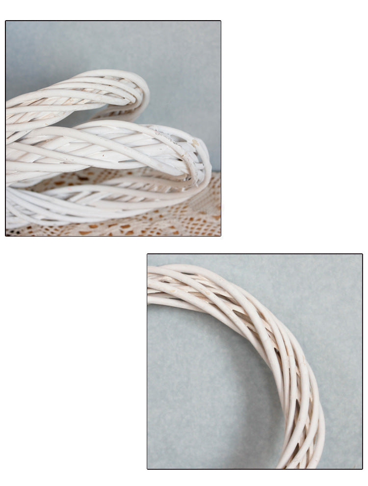 Ghirlanda Corona Anello bianca floreale di vimini rattan Creazione decorazione natale