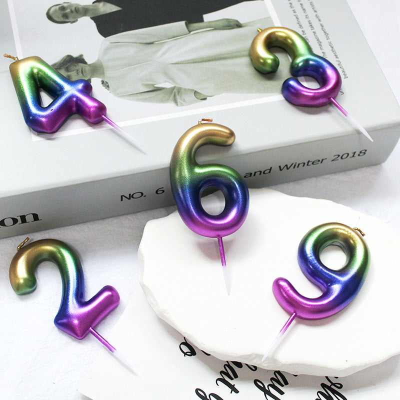 Candele Numeriche Arcobaleno – Set Completo 0-9, 6 cm