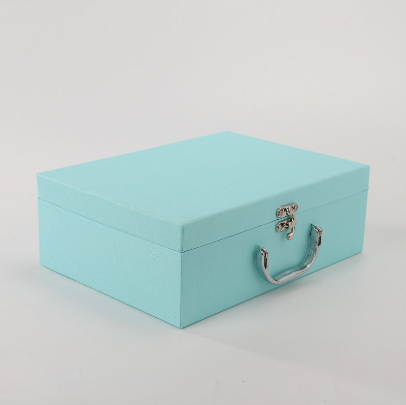 Scatola Valigia AZZURRO con Manico Scatola Regalo Oggetto Ospiti Evento