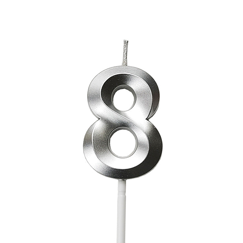 Candele per Torta di Compleanno in Argento a Forma di Numero Set Completo 0-9, 4.8cm