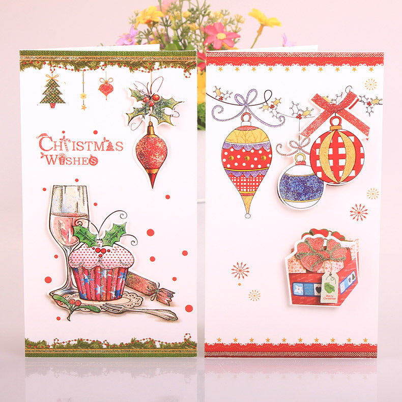 8 Pezzi, Biglietti di Auguri di Natale Piegati con Buste - 8 Motivi, 12 * 21.5 cm - Auguri Natalizi per Familiari, Amici, Colleghi