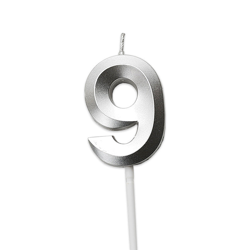 Candele per Torta di Compleanno in Argento a Forma di Numero Set Completo 0-9, 4.8cm