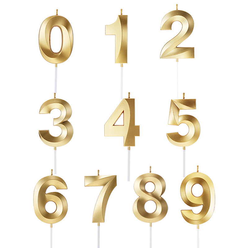 Candele per Torta di Compleanno in Oro a Forma di Numero Set Completo 0-9, 4.8 cm