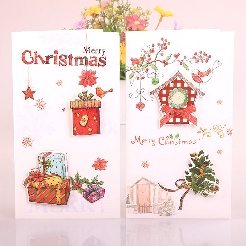 8 Pezzi, Biglietti di Auguri di Natale Piegati con Buste - 8 Motivi, 12 * 21.5 cm - Auguri Natalizi per Familiari, Amici, Colleghi