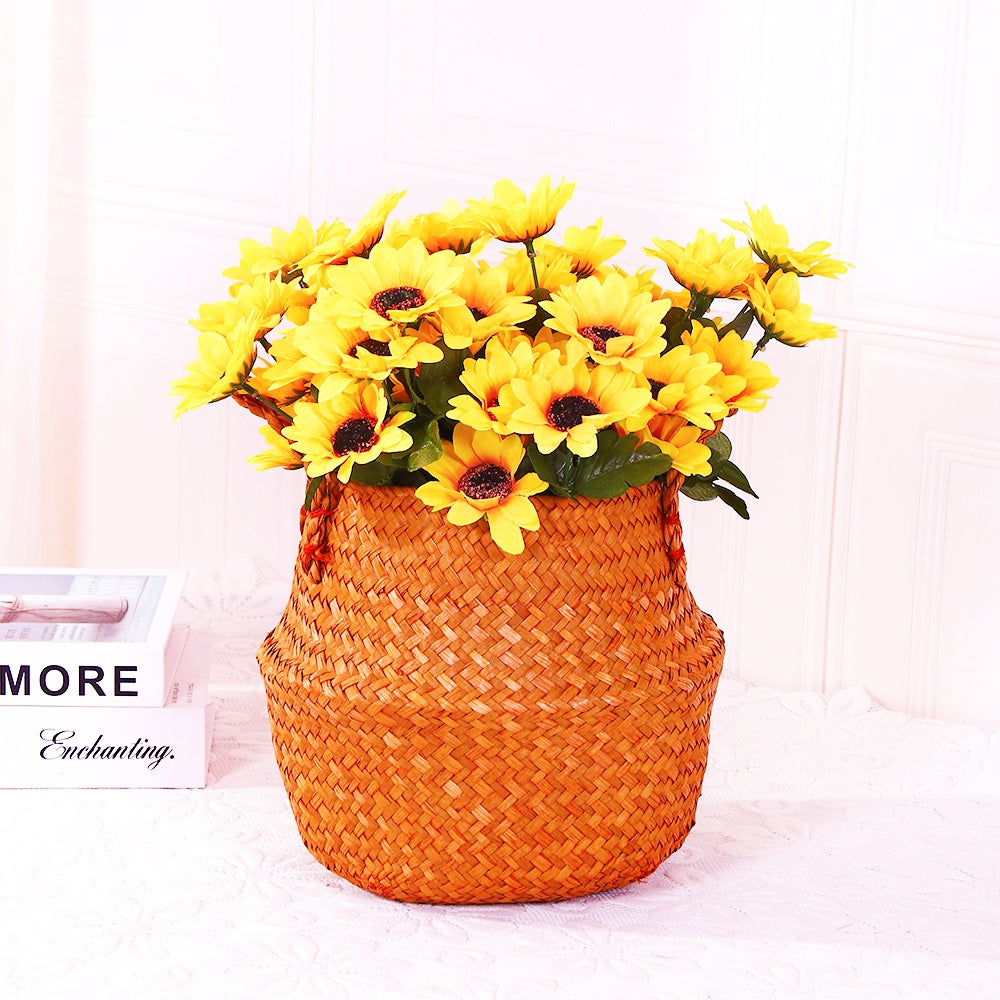 Girasoli Artificiali Seta, 5 Mazzi, 5 Rami per Mazzo, lunghezza 30 cm, Decorazione per Centrotavola e Vasi