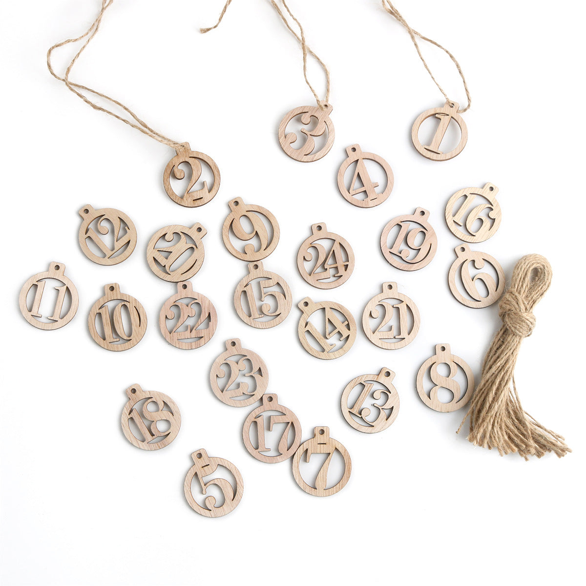 Tag in Legno Numerati 1-25, Legnetti per Decorazioni Fai-Da-Te, Calendario dell’Avvento e Progetti Creativi