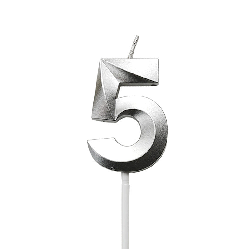 Candele per Torta di Compleanno in Argento a Forma di Numero Set Completo 0-9, 4.8cm