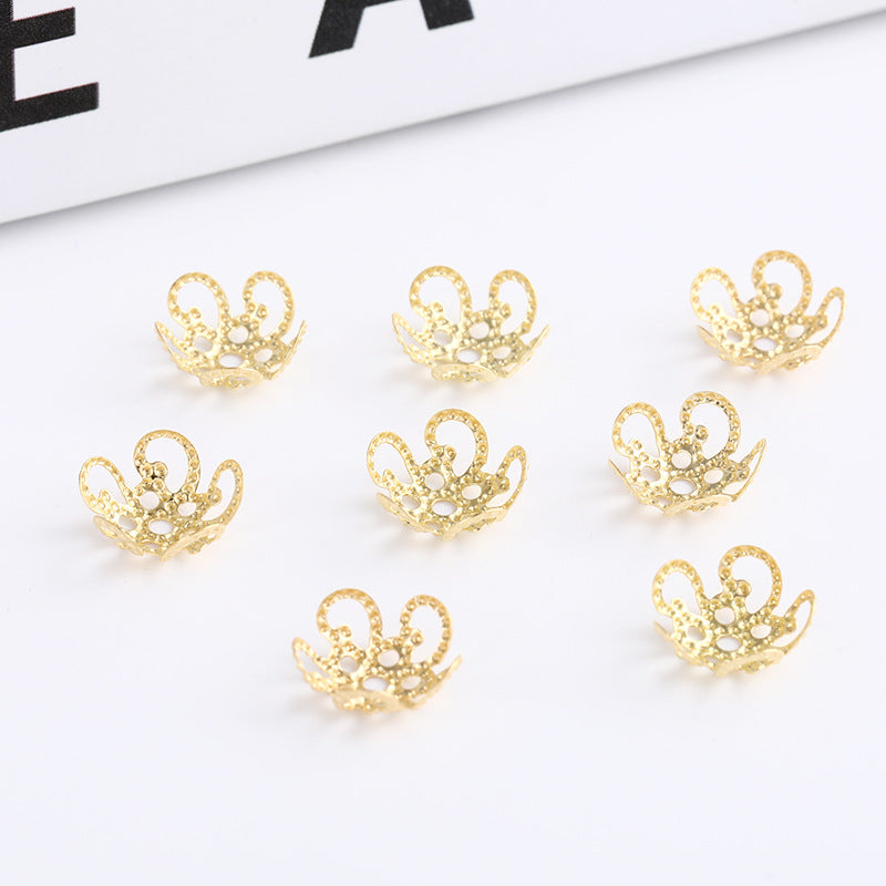 100 Pezzi tappi di Perline 5 Petali Fiori 8mm /10mm diametro Chiusura Gioielli Colore Oro