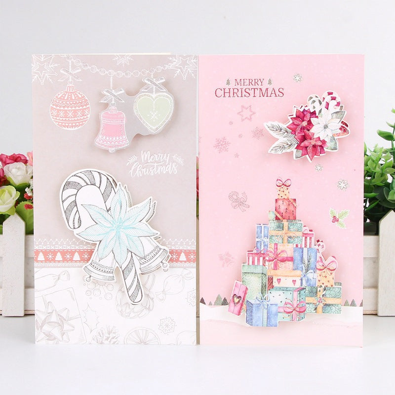 8 Pezzi, Biglietti di Auguri di Natale Piegati con Buste - 8 Motivi, 12 * 21.5 cm - Auguri Natalizi per Familiari, Amici, Colleghi