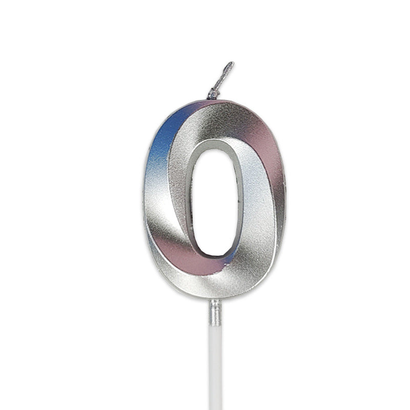 Candele per Torta di Compleanno in Argento a Forma di Numero Set Completo 0-9, 4.8cm