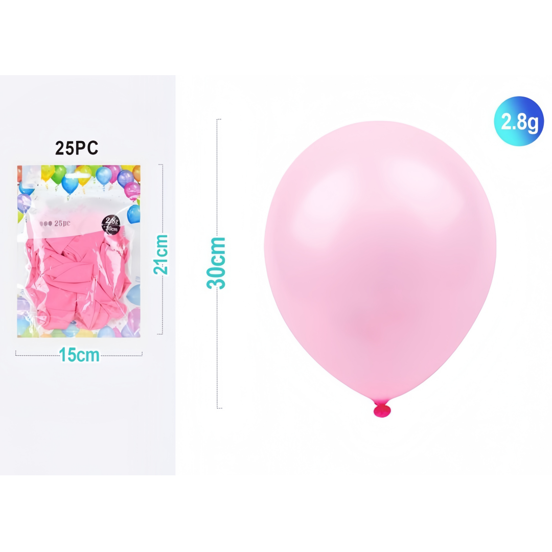 Set 25 Palloncini Rosa in Lattice - 30cm, 2.8g, Perfetti per Feste e Decorazioni