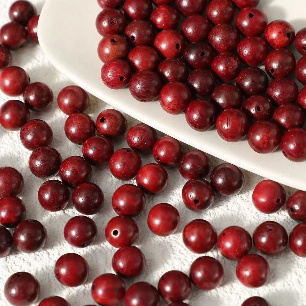 100 pezzi Perline in legno di Sandalo Rosso 10 mm