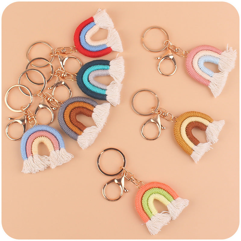 Portachiavi Pendente Arcobaleno Macrame Tessuto a Mano