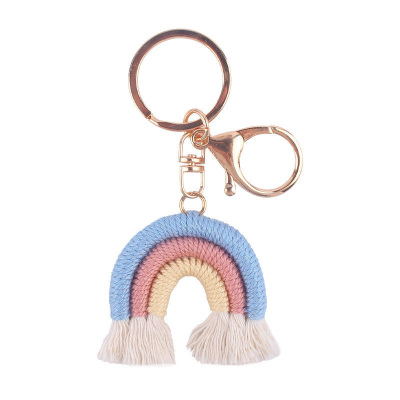 Portachiavi Pendente Arcobaleno Macrame Tessuto a Mano